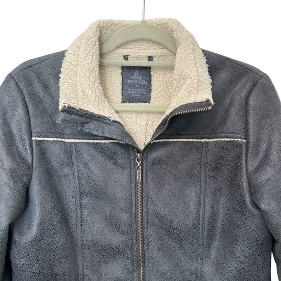 Prana Gray Esme Sherpa Zip Jacket Women Size Medium - Picture 4 of 10